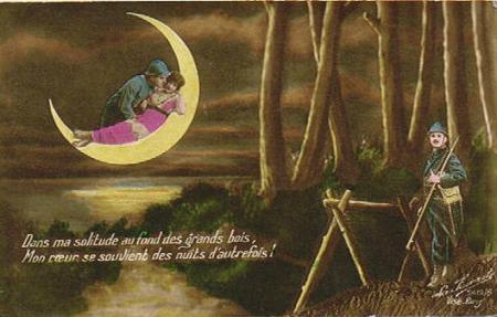 carte ancienne couple d'amoureux